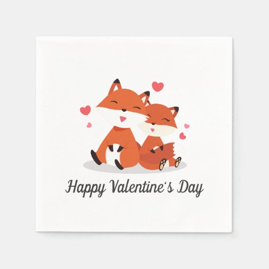 Adorable Foxes Couple Valentine | Serviette (Vorderseite)