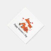Adorable Foxes Couple Valentine | Serviette (Ecke)