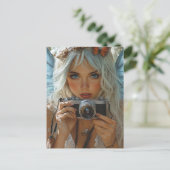 Adorable Freckles Fairy mit Kamera Postkarte (Stehend Vorderseite)