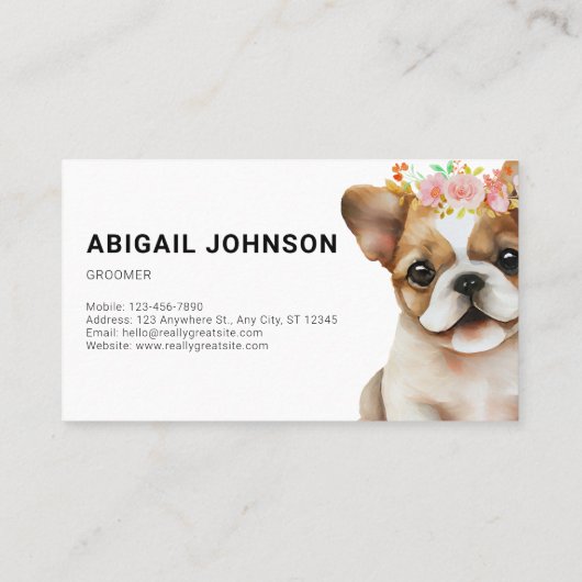 Adorable French Bulldog Grooming Service Visitenkarte (Rückseite)