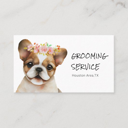 Adorable French Bulldog Grooming Service Visitenkarte (Vorderseite)
