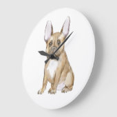 Adorable french bulldog puppy große wanduhr (Winkel)