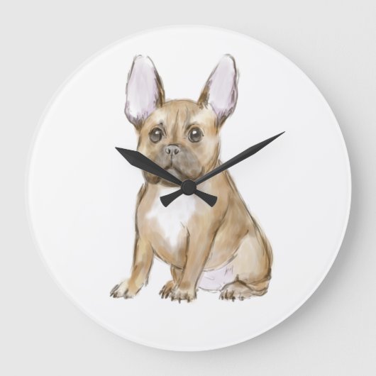 Adorable french bulldog puppy große wanduhr (Vorderseite)