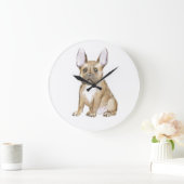 Adorable french bulldog puppy große wanduhr (Zuhause)