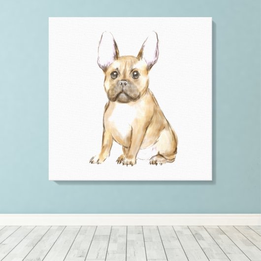 Adorable french bulldog puppy leinwanddruck (Insitu (Holzboden))