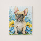Adorable French Bulldog Welpe Spring Floral Dog Puzzle (Vertikal)