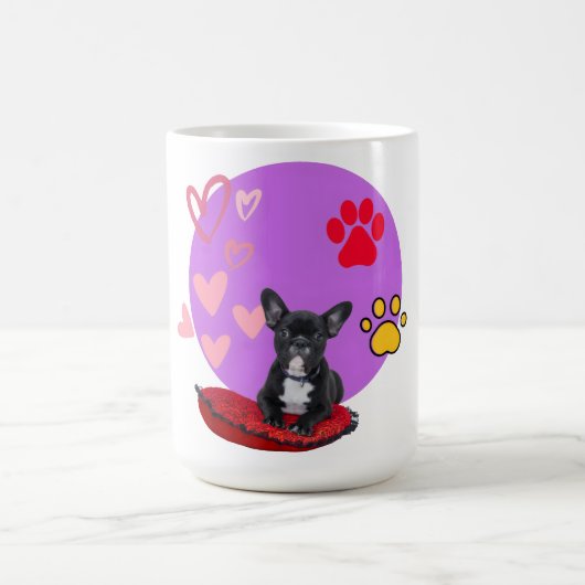 Adorable frienchie puppy with hearts kaffeetasse (Mittel)