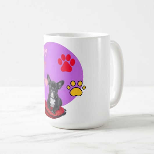 Adorable frienchie puppy with hearts  kaffeetasse (VorderseiteRechts)