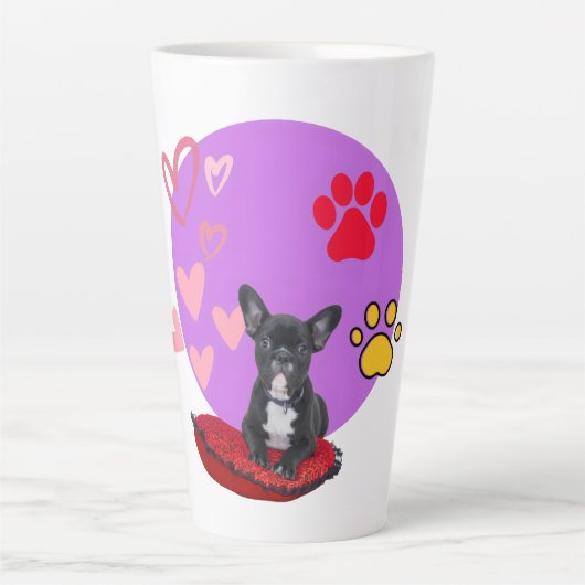 Adorable frienchie puppy with hearts milchtasse (Vorderseite)