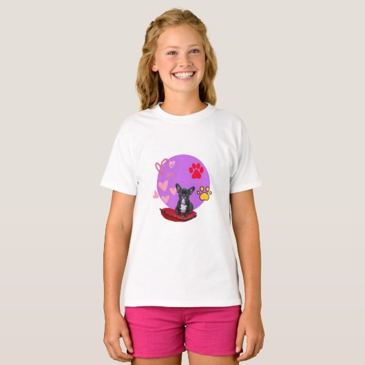 Adorable frienchie puppy with hearts T-Shirt (Vorne ganz)