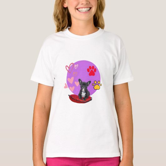 Adorable frienchie puppy with hearts T-Shirt (Vorderseite)