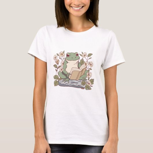 Adorable Frog beim Lesen eines Buches T-Shirt (Vorderseite)