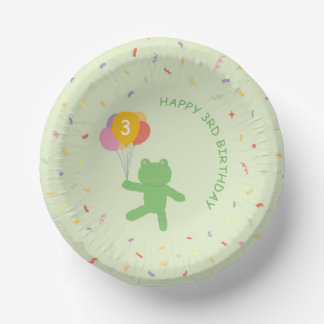 Adorable Frog Holding Balloon Birthday Paper Bowls Pappteller