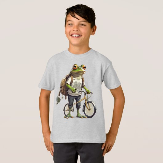 Adorable Frog in T - Shirt und Rucksack Fahrrad (Vorne ganz)