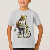 Adorable Frog in T - Shirt und Rucksack Fahrrad (Vorderseite)
