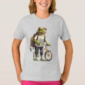 Adorable Frog in T - Shirt und Rucksack Fahrrad (Vorderseite)