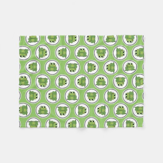 Adorable Frog Muster Apple Green Fleece Blanket (Vorderseite (Horizontal))