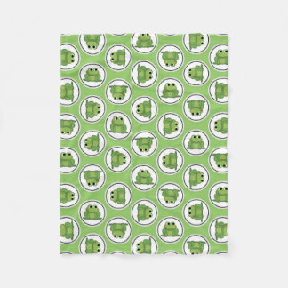 Adorable Frog Muster Apple Green Fleece Blanket