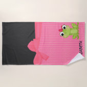 Adorable Frog, Polka Dots Personalisiert Strandtuch (Vorderseite)