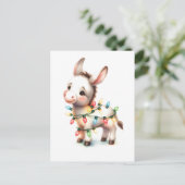Adorable frohe Weihnachten Donkey Wasserfarbenleuc Postkarte (Stehend Vorderseite)