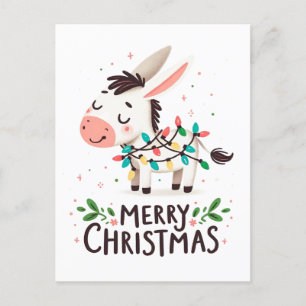 Adorable frohe Weihnachten Donkey Wasserfarbenleuc Postkarte