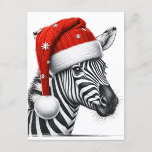 Adorable Frohe Weihnachten Zebra Weihnachtsmannmüt Postkarte