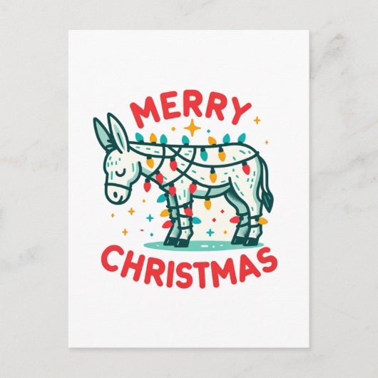 Adorable Frohe Weihnachts-Donkey Postkarte (Vorderseite)