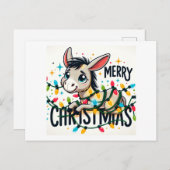 Adorable Frohe Weihnachts-Donkey Postkarte (Vorne/Hinten)