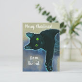Adorable frohe Weihnachtsgrüße von Black Cat Postkarte (Stehend Vorderseite)