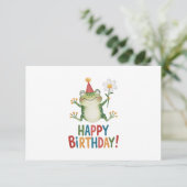 Adorable Frosch Birthday Design mit Daisy und Part Dankeskarte (Stehend Vorderseite)