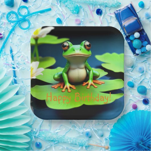 Adorable Frosch Birthday Pappteller (Party)