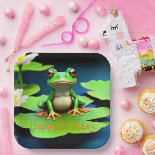 Adorable Frosch Birthday Pappteller (Party)