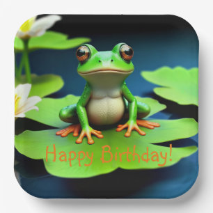 Adorable Frosch Birthday Pappteller
