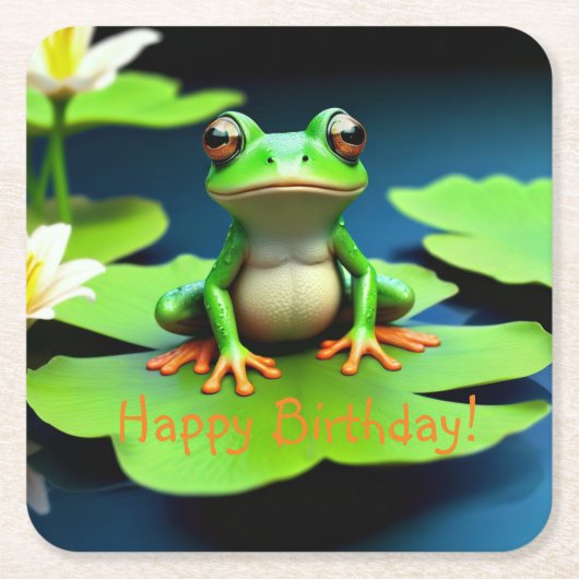Adorable Frosch Birthday Rechteckiger Pappuntersetzer (Vorderseite)
