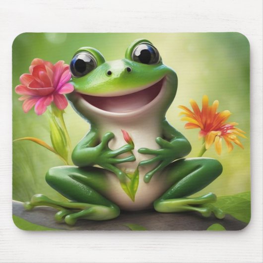 Adorable Frosch mit Blume Mauspad (Vorne)