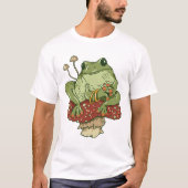 Adorable Frosch sitzend auf einem Pilz T-Shirt (Vorderseite)