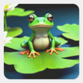 Adorable Frosch Square Sticker (Vorderseite)