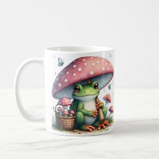 Adorable Frosch unter Pilzschirm Kaffeetasse (Links)