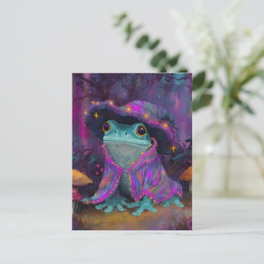 Adorable Frosch Wizard Postkarte (Stehend Vorderseite)