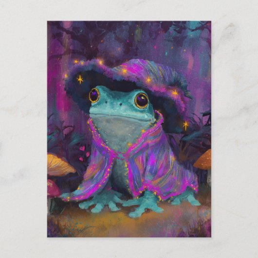 Adorable Frosch Wizard Postkarte (Vorderseite)