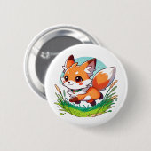 Adorable Fuchs durch ein Feld Button (Vorne & Hinten)
