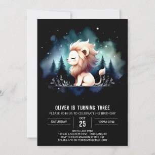 Adorable Fun Lion Birthday Einladung