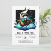 Adorable Fun Pirate Geburtstag Einladung (Stehend Vorderseite)