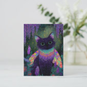 Adorable Funny Black Cat Fairy Postkarte (Stehend Vorderseite)