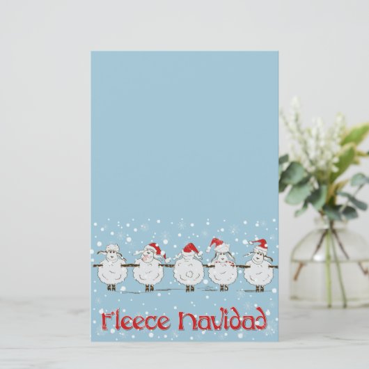 Adorable FUNNY Fleece Navidad Christmas Sheep Briefpapier (Stehend Vorderseite)