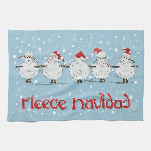 Adorable FUNNY Fleece Navidad Christmas Sheep Geschirrtuch (Horizontal)