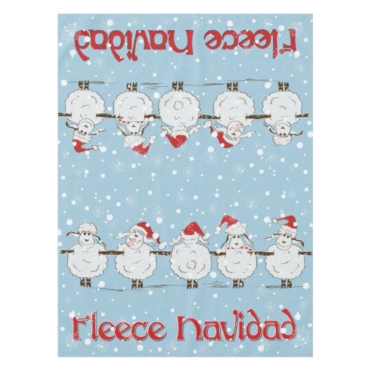 Adorable FUNNY Fleece Navidad Christmas Sheep Tischdecke (Vorderseite)