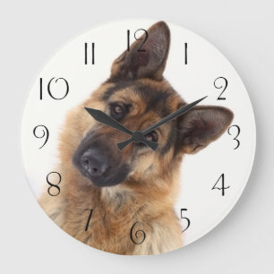 Adorable funny german shepherd portrait große wanduhr