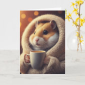 Adorable Funny Hamster hält Kaffee-Tasse Karte (Gelbe Blume)