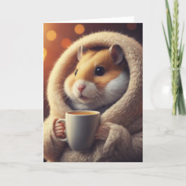 Adorable Funny Hamster hält Kaffee-Tasse Karte